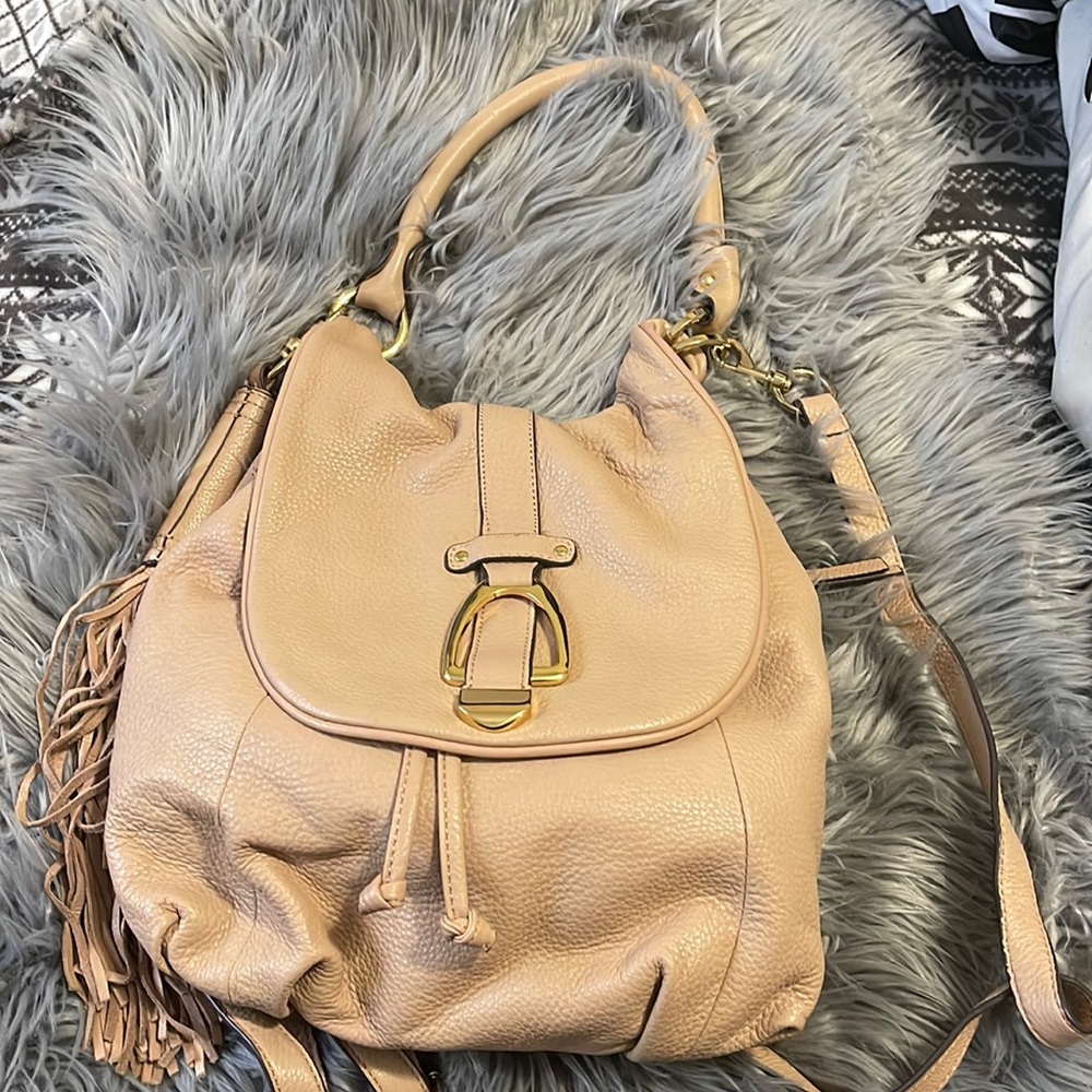 G.I.L.I. Convertible Backpack Handbag Genuine Leather in Nude